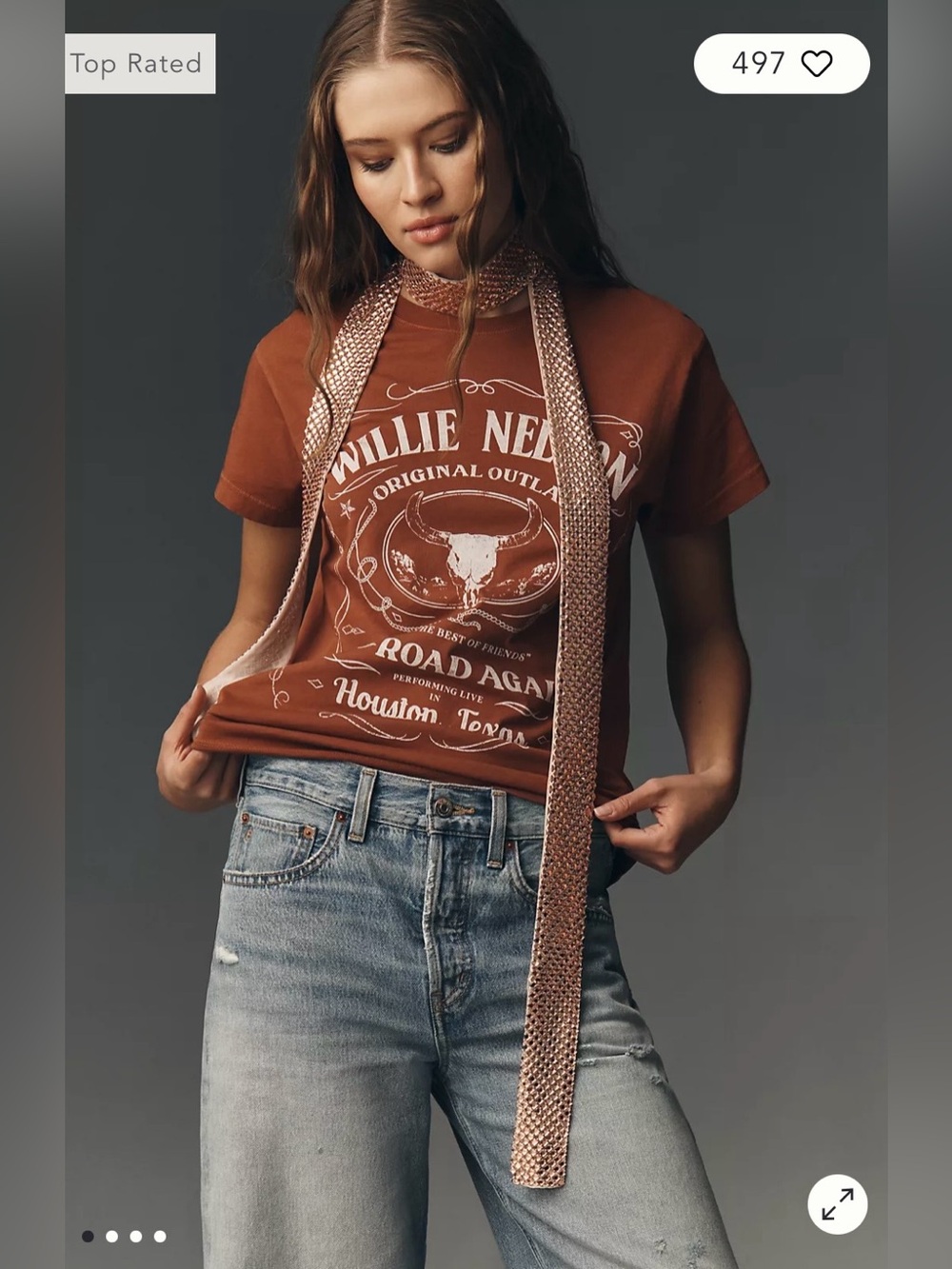 LetLuv/Anthropologie Willie Nelson T-Shirt in Cedar Size XS. NWT